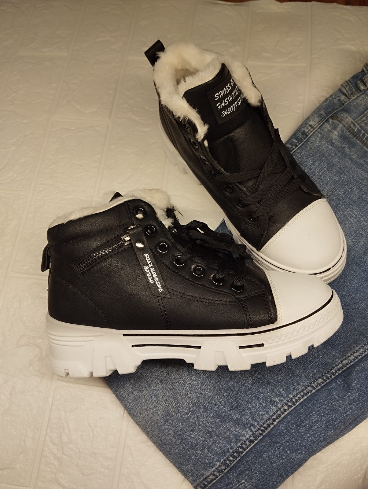 Black and white shoes