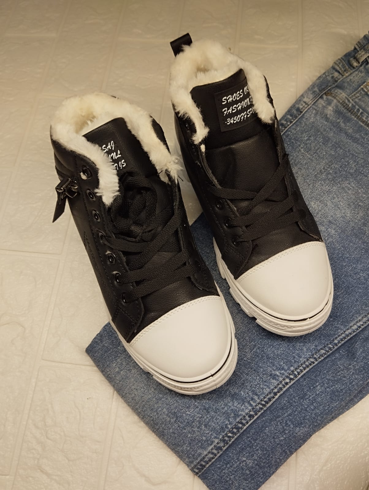 Black and white shoes