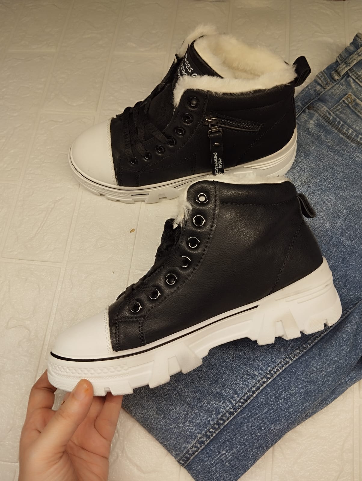 Black and white shoes