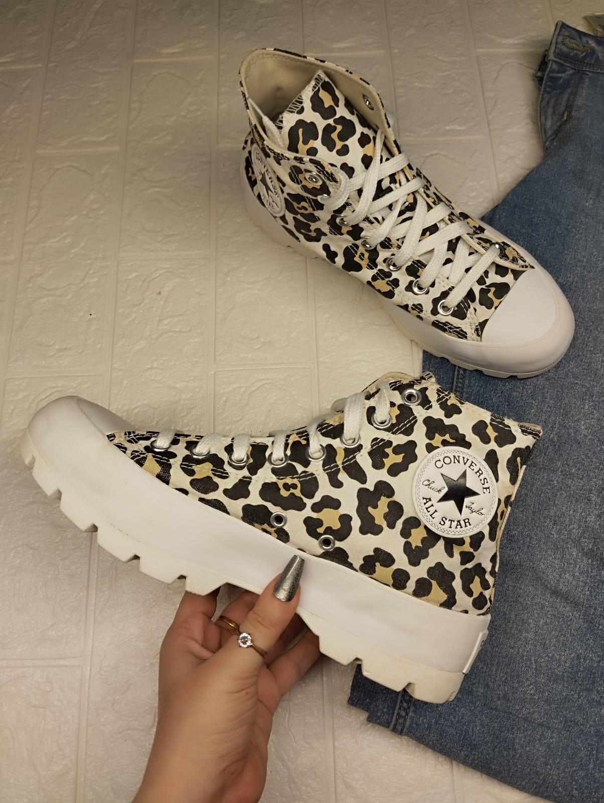 Leopard print high rise platform