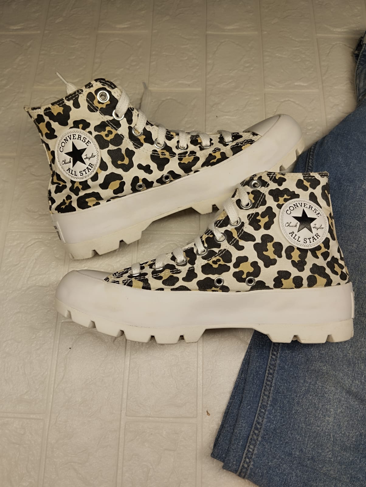 Leopard print high rise platform
