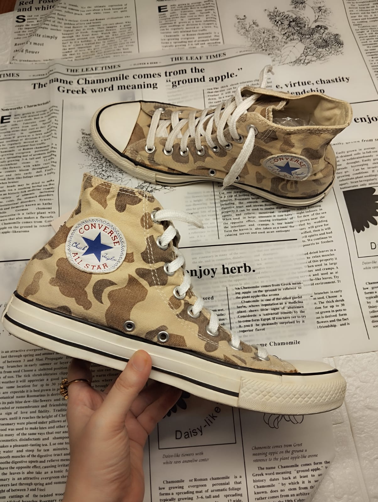 Army print high rise converse