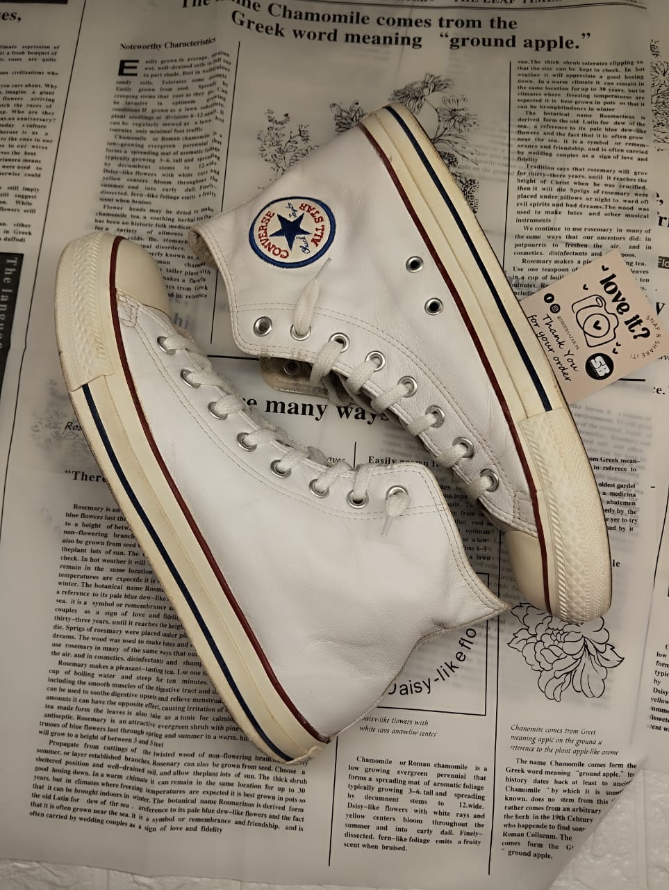 White leather high rise converse