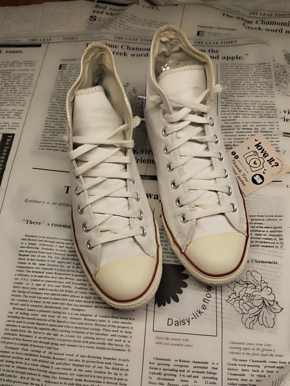 White leather high rise converse