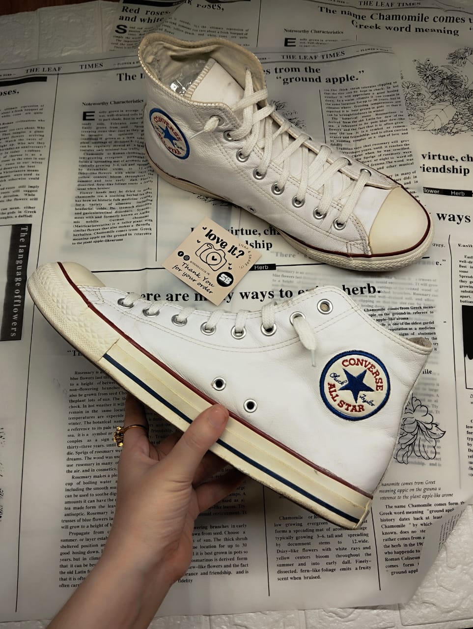 White leather high rise converse