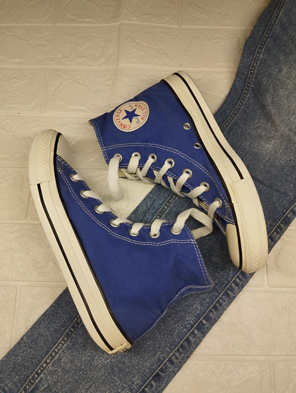 Blue high rise converse