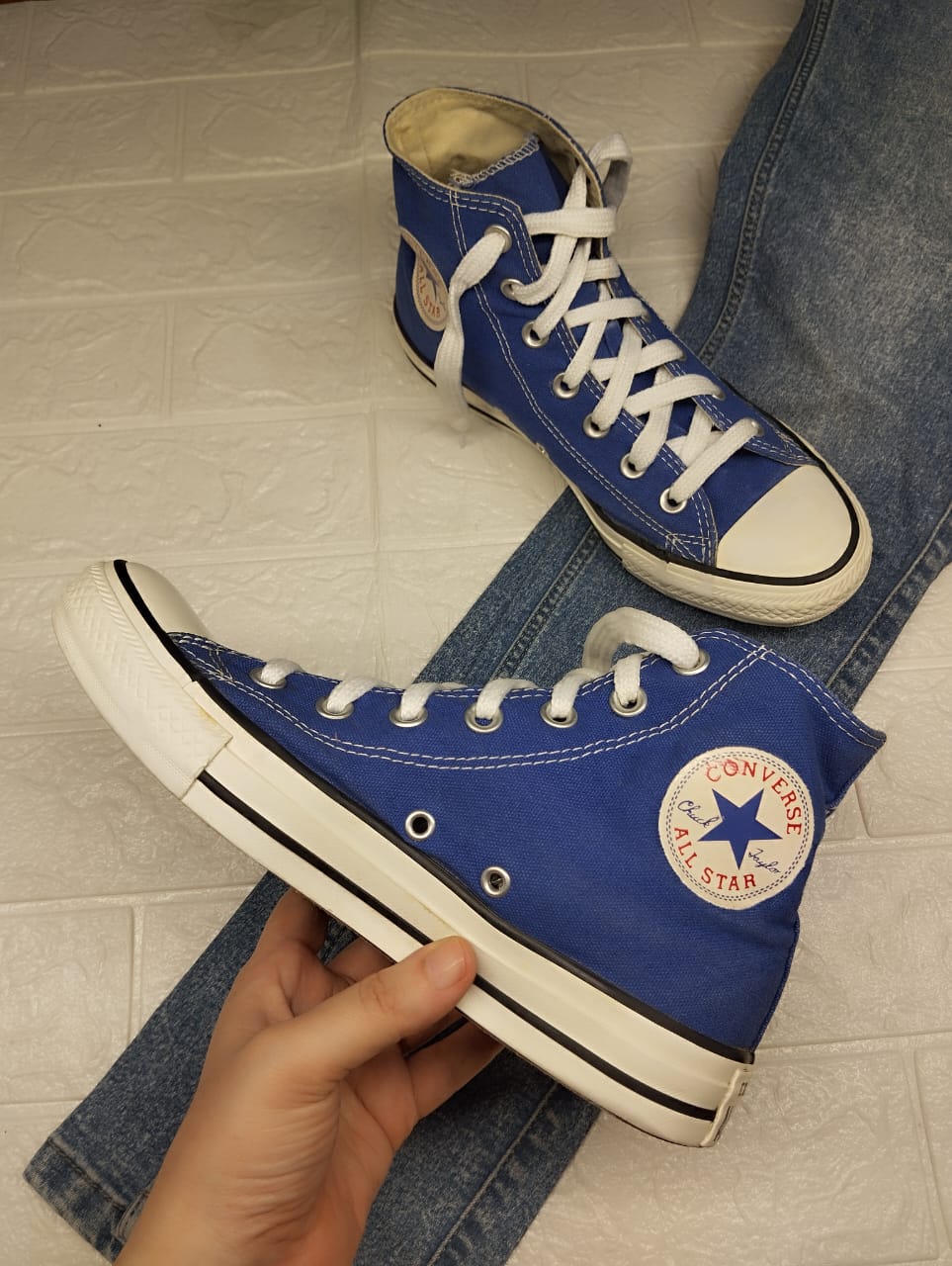 Blue high rise converse
