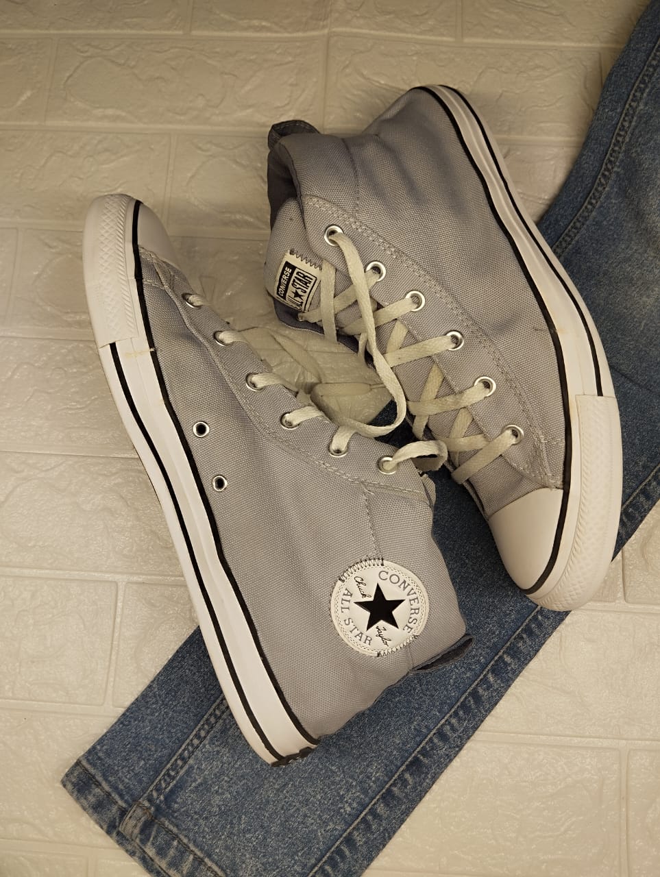 Grey ankle cut converse