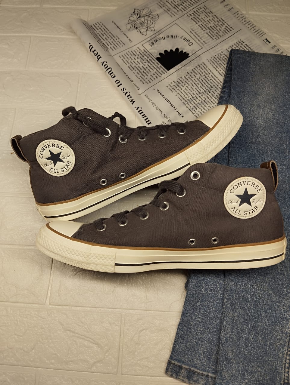 Brown ankle cut converse
