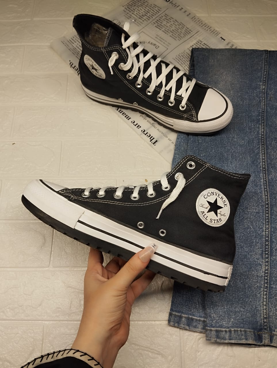 Black and white high rise converse