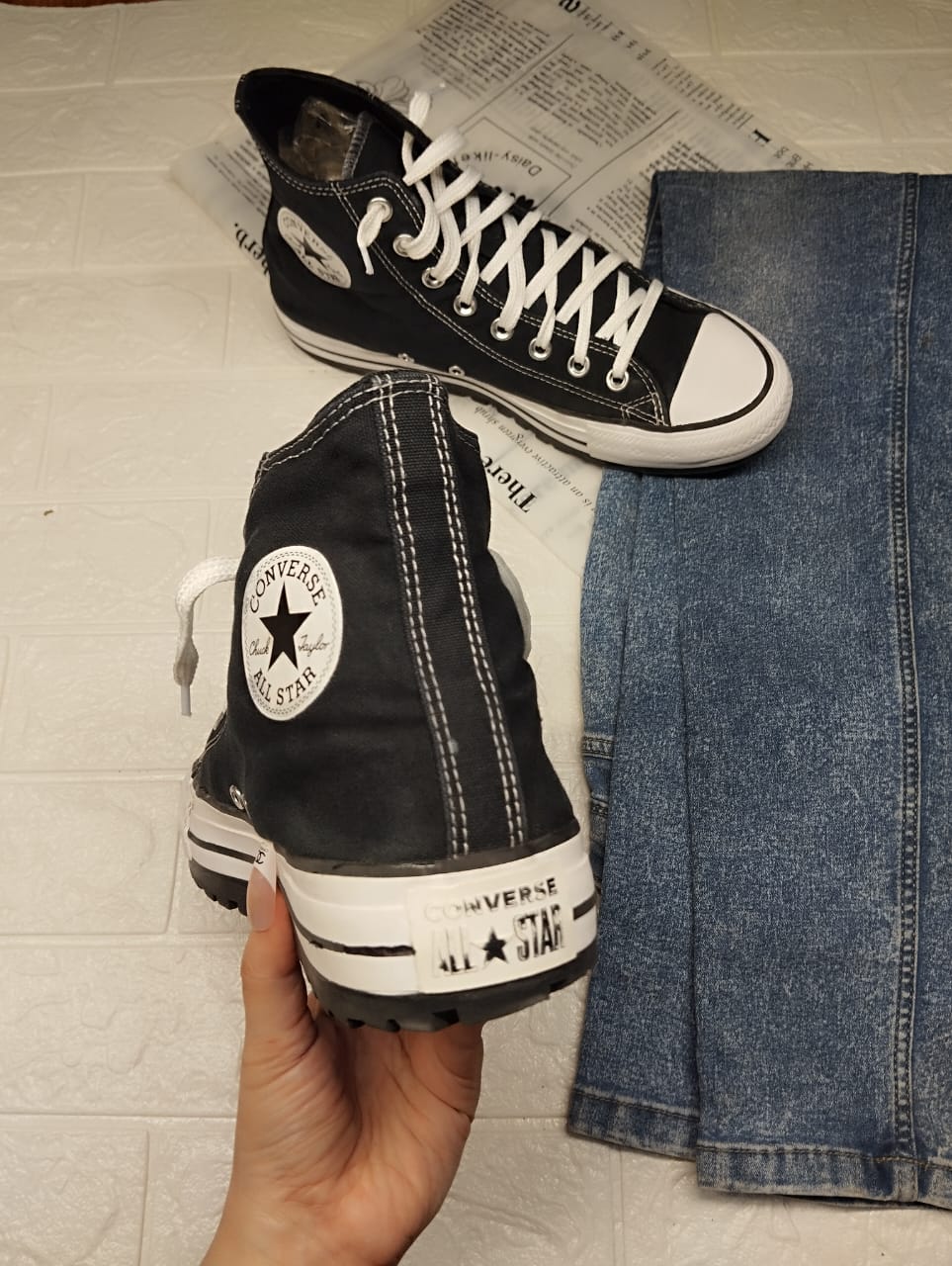 Black and white high rise converse