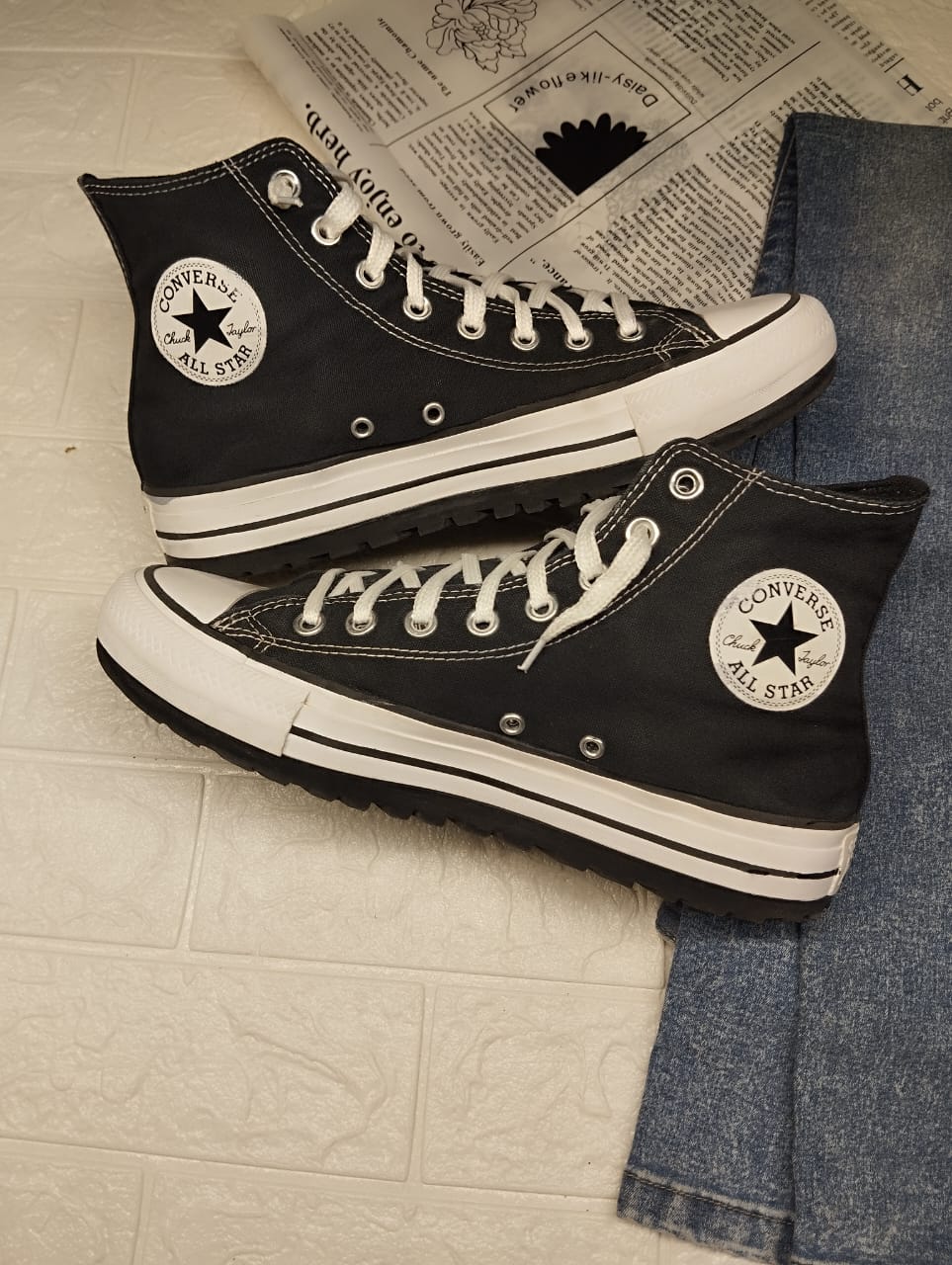 Black and white high rise converse