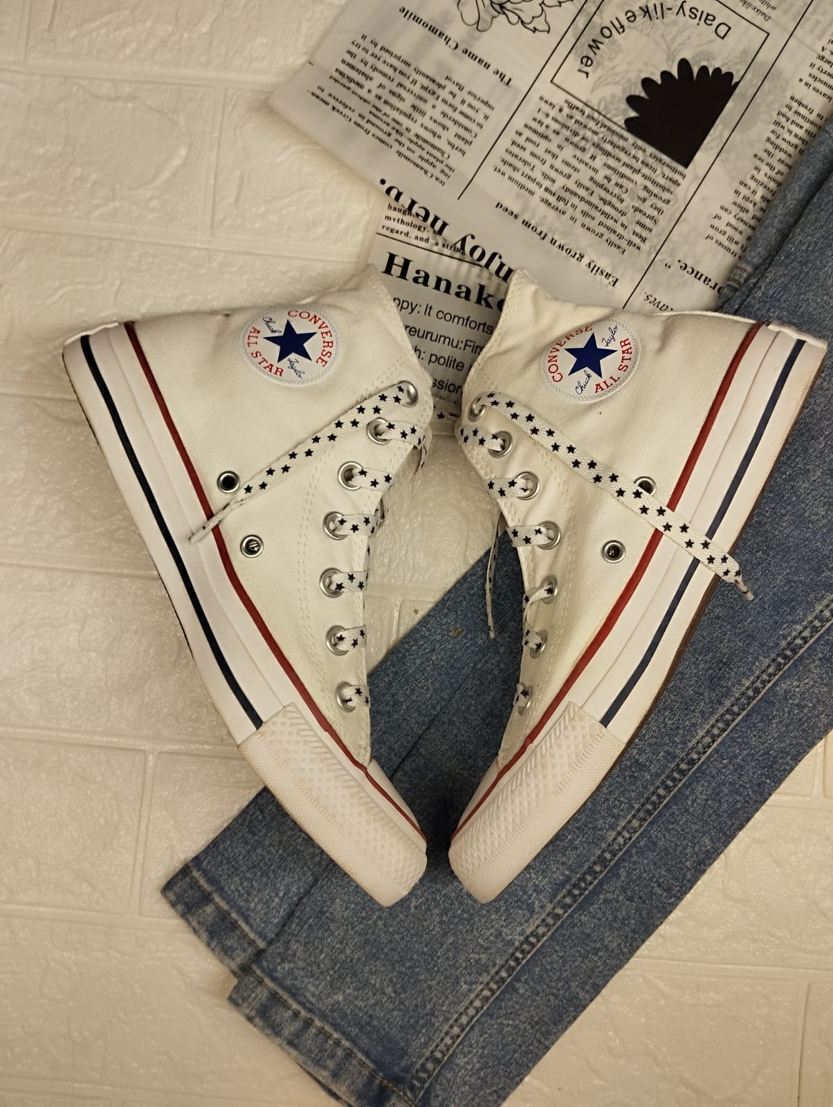 White star lace high rise converse