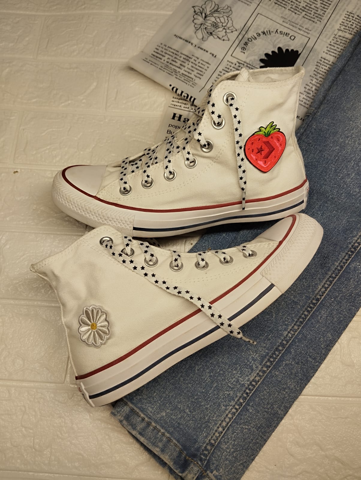 White star lace high rise converse