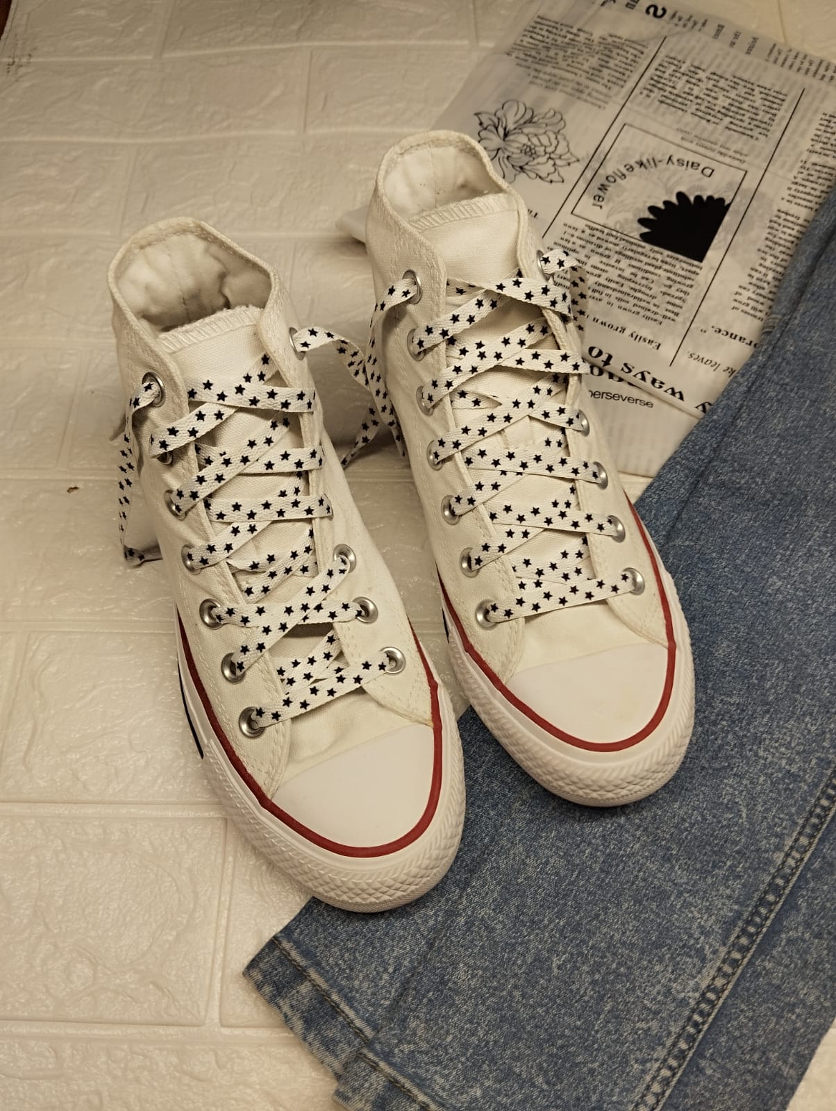 White star lace high rise converse