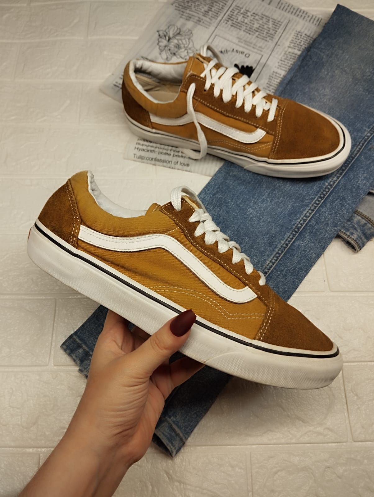 Brown low rise vans