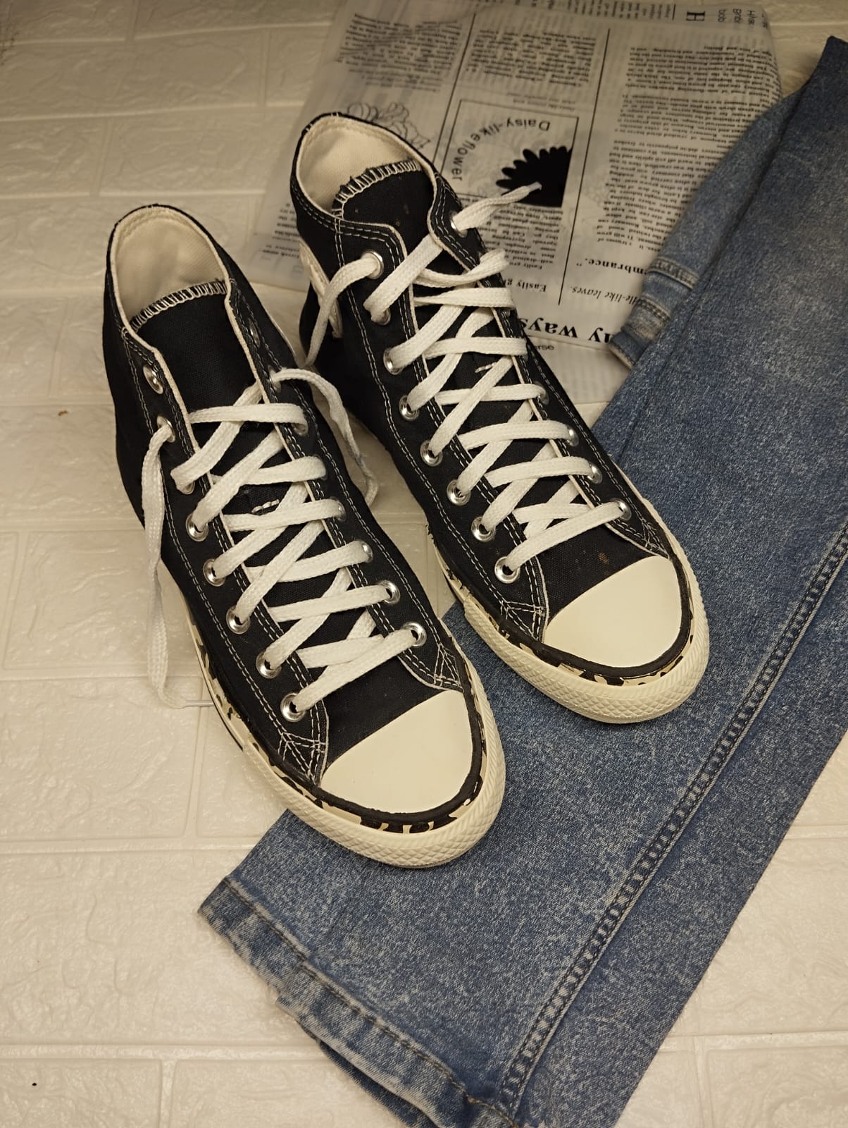 Black and white high rise converse