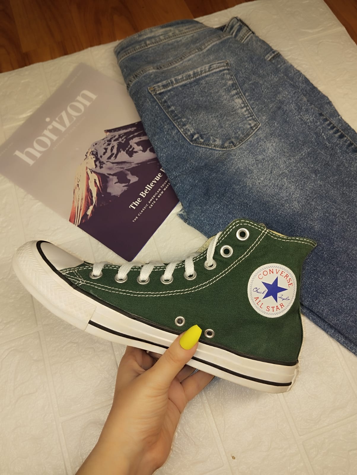 Moss green high rise converse