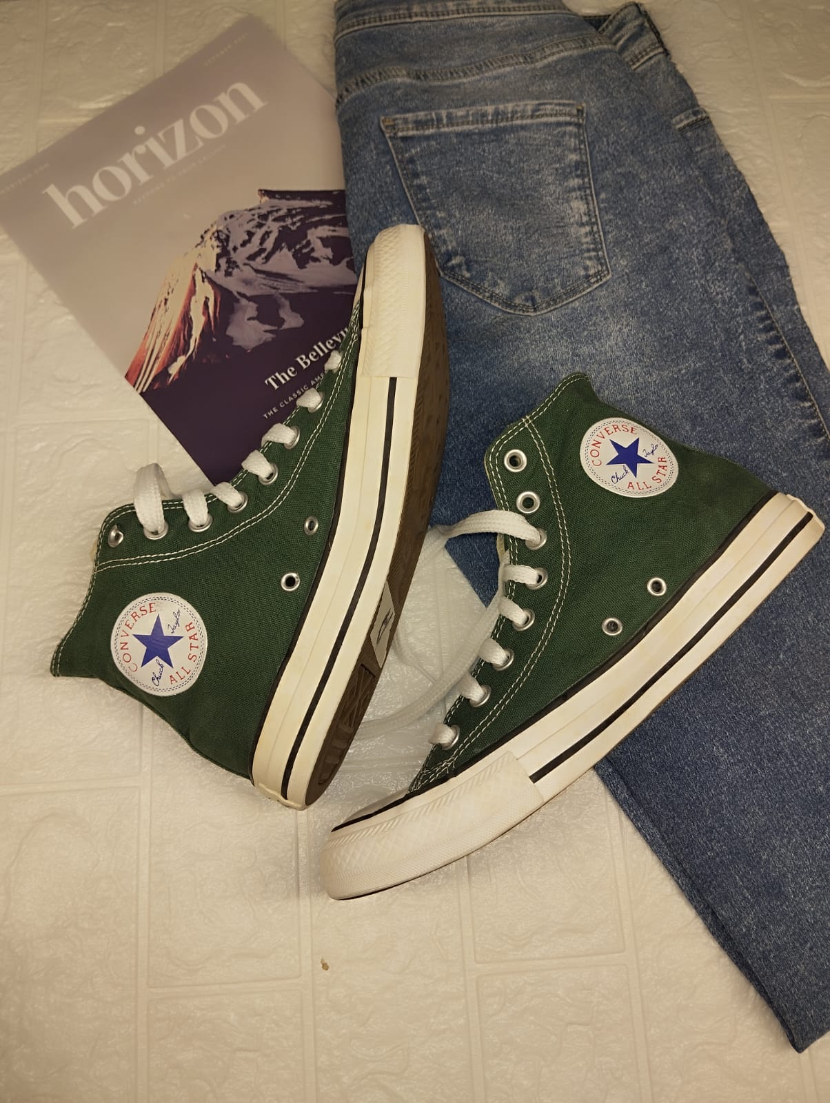 Moss green high rise converse