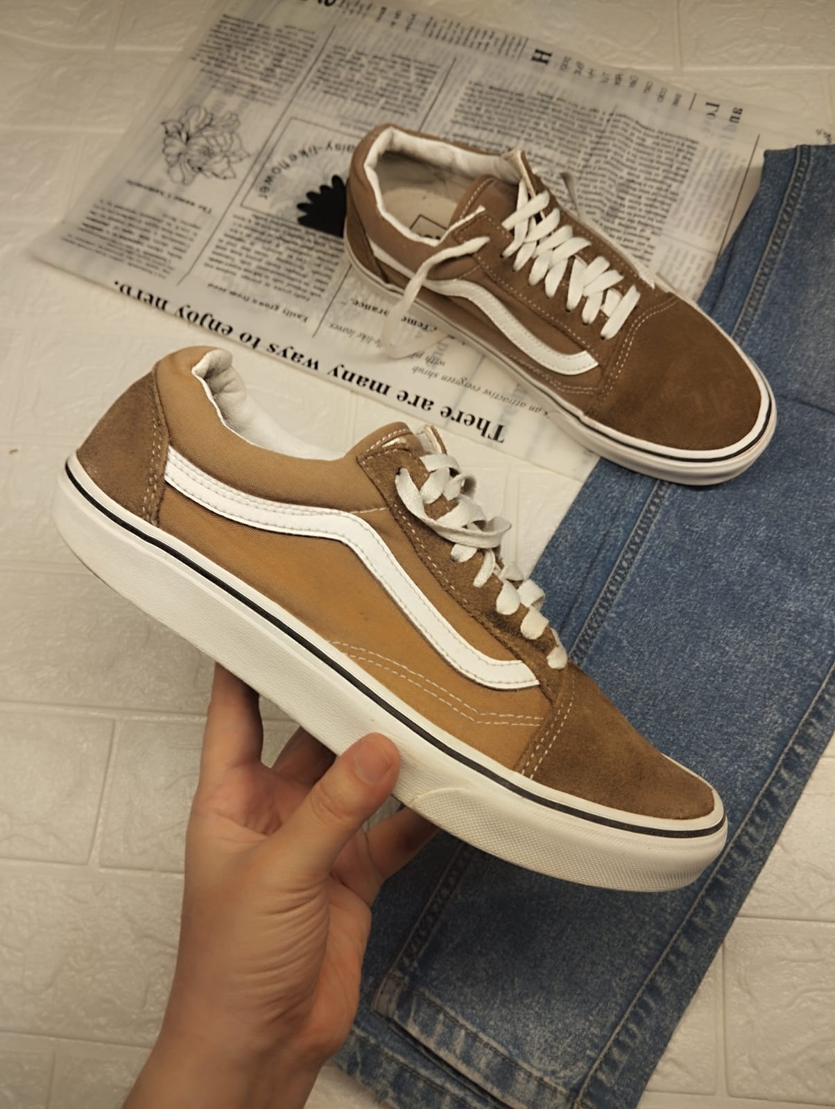 Brown low rise vans
