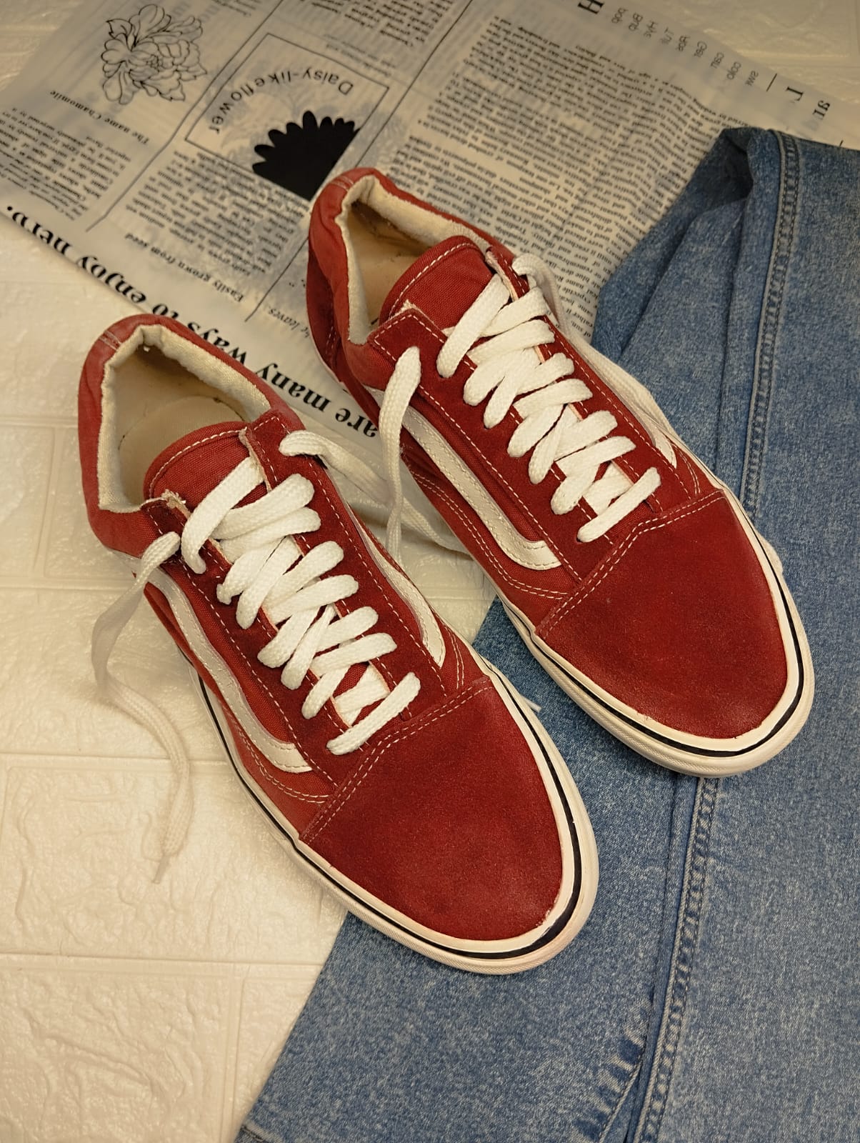 Maroon low rise vans