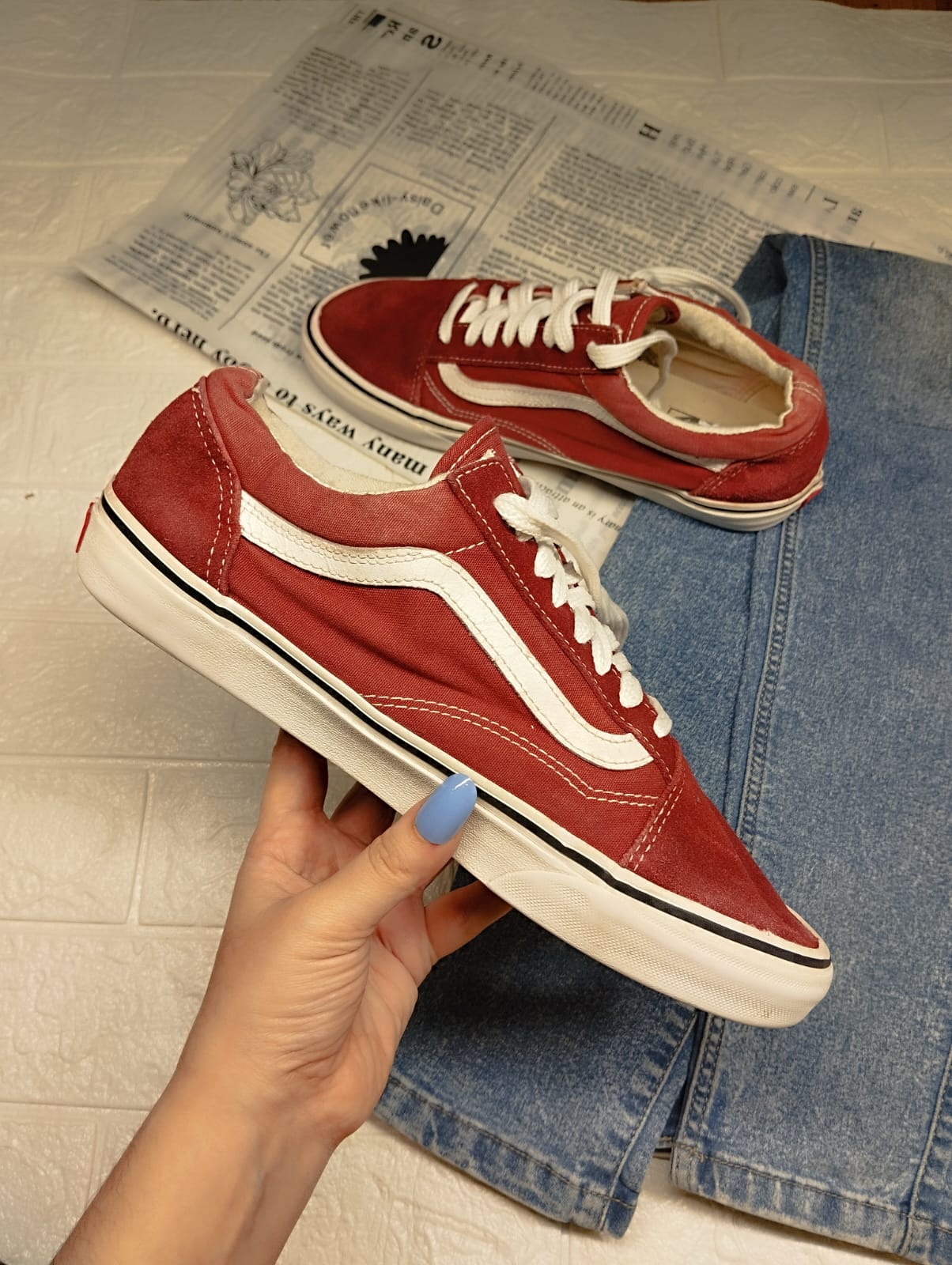 Maroon low rise vans