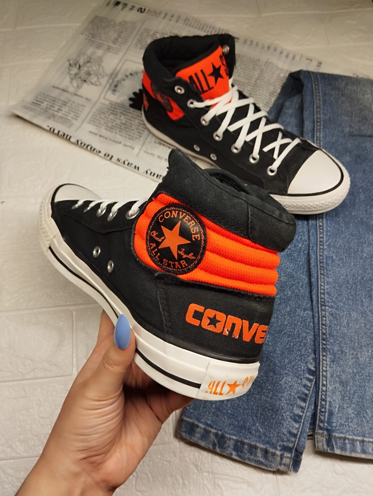 Black and orange ankle cut