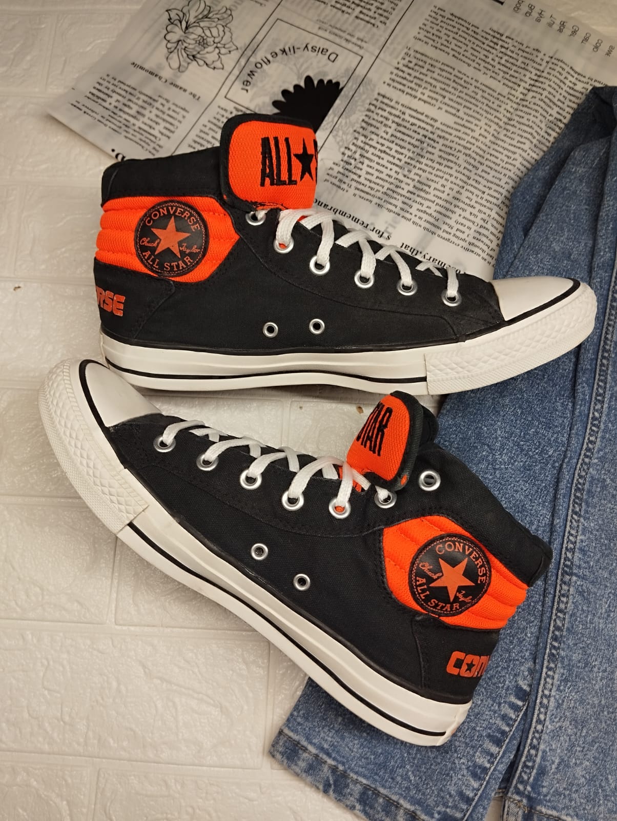 Black and orange ankle cut