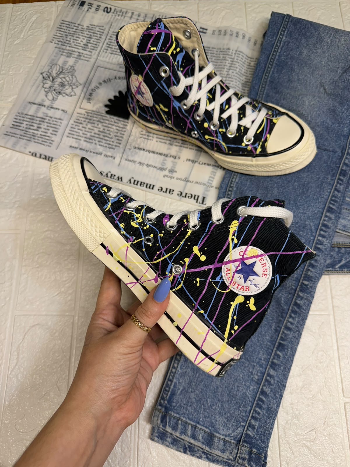 Pain splattered high rise converse