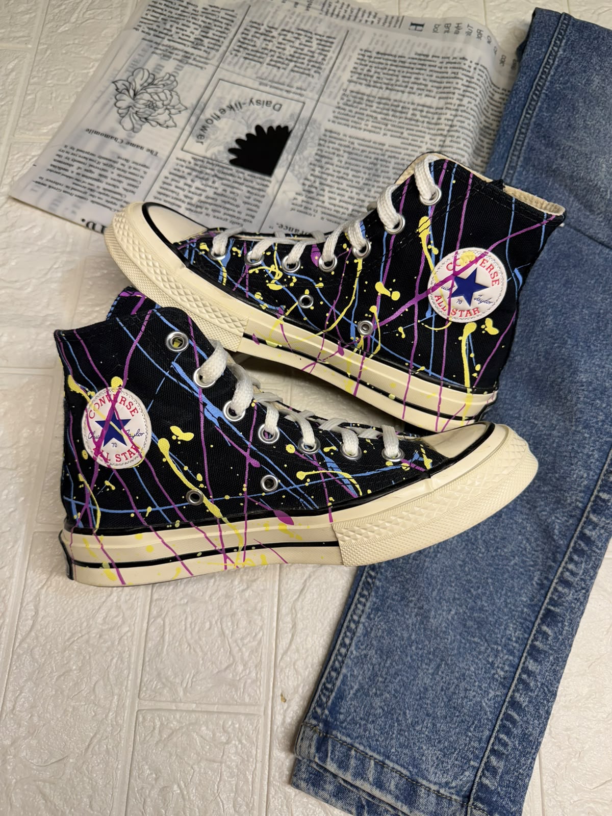 Pain splattered high rise converse