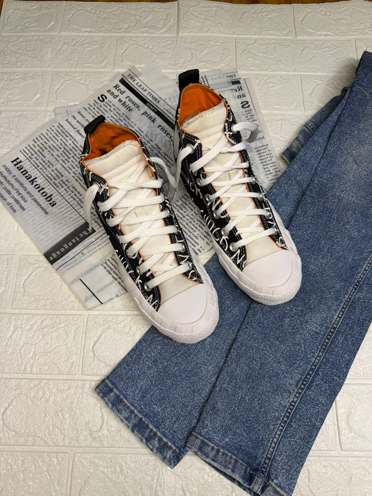 Black and white high rise converse
