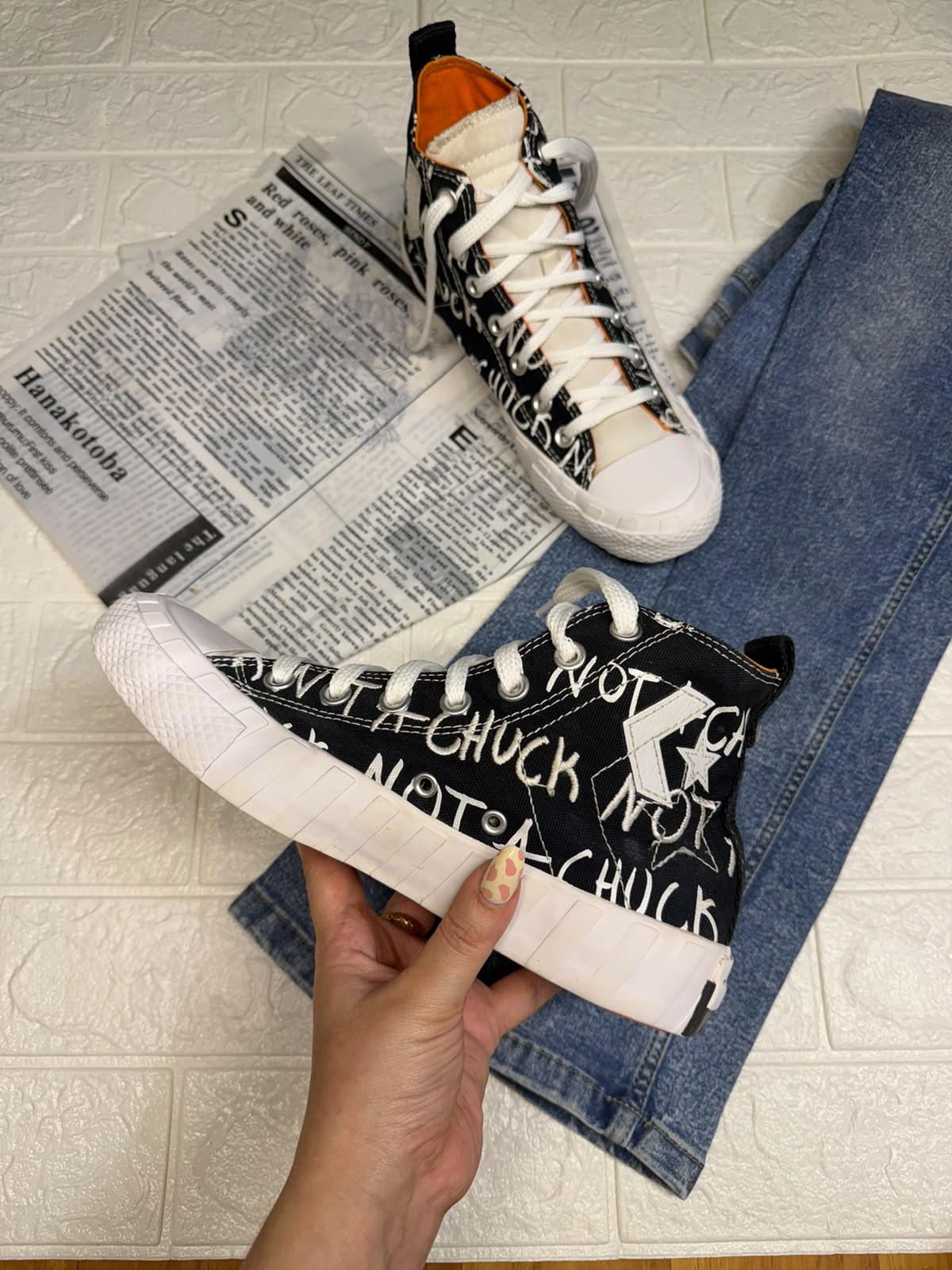 Black and white high rise converse
