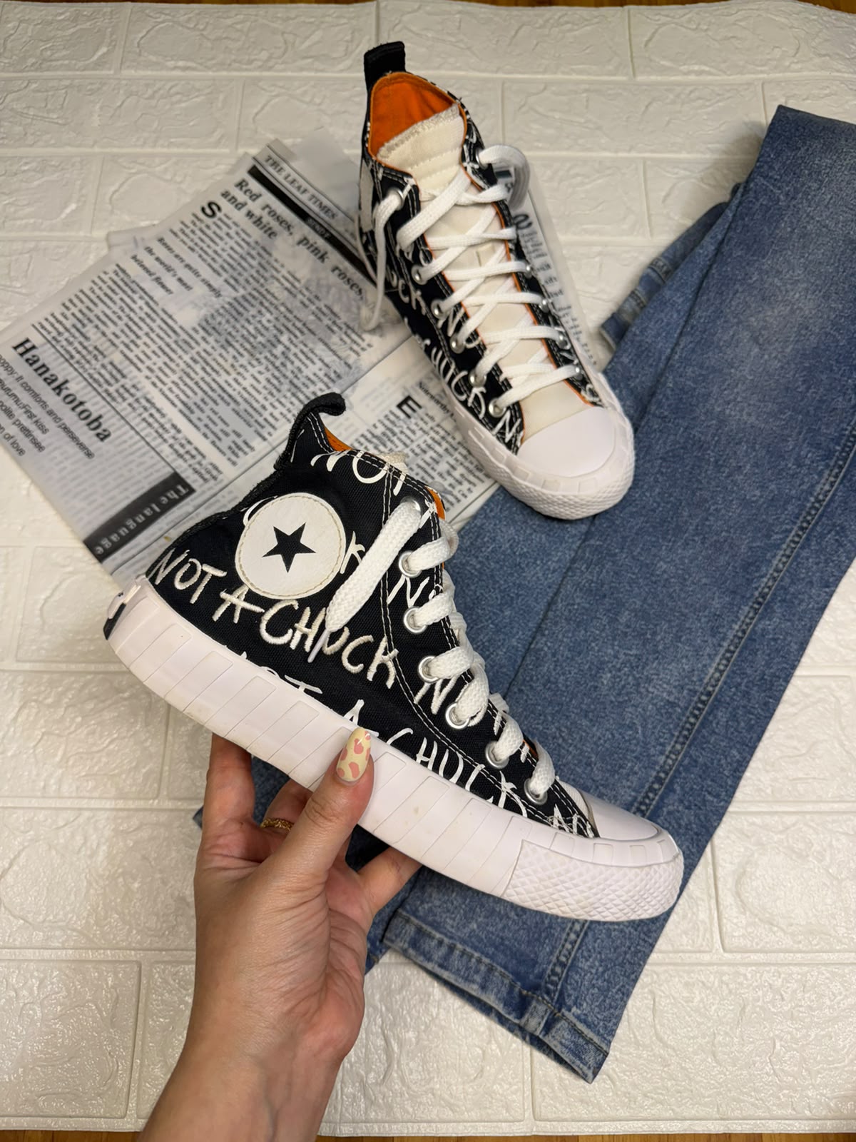 Black and white high rise converse