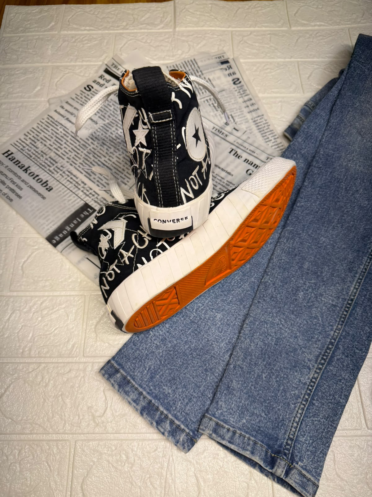 Black and white high rise converse