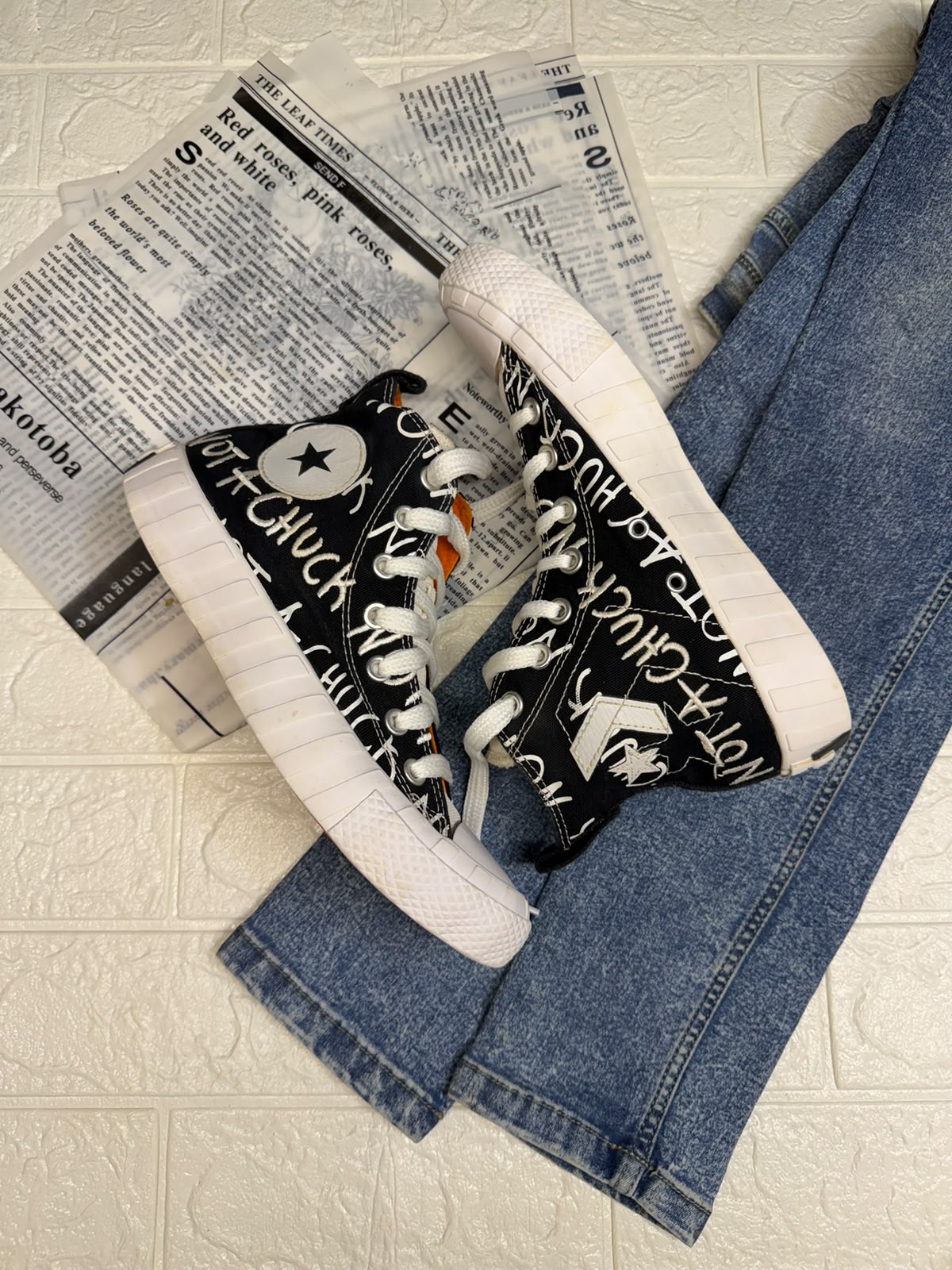 Black and white high rise converse