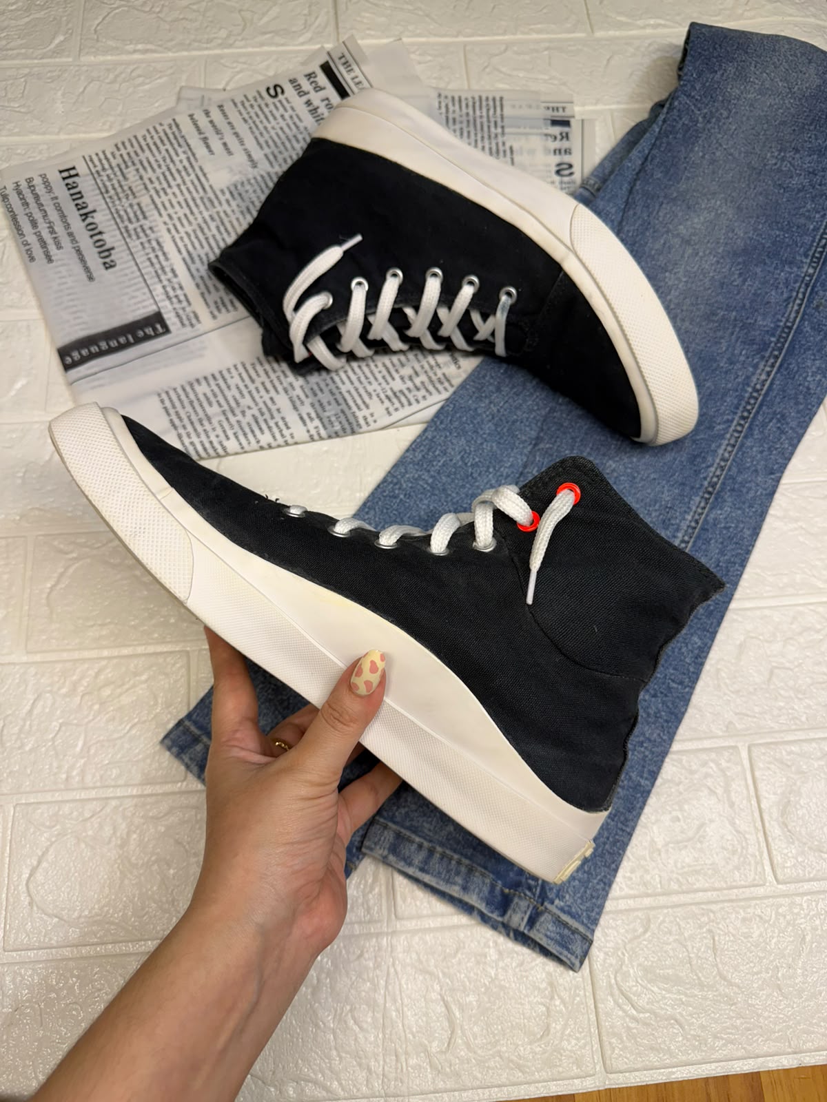 Black and white high rise converse