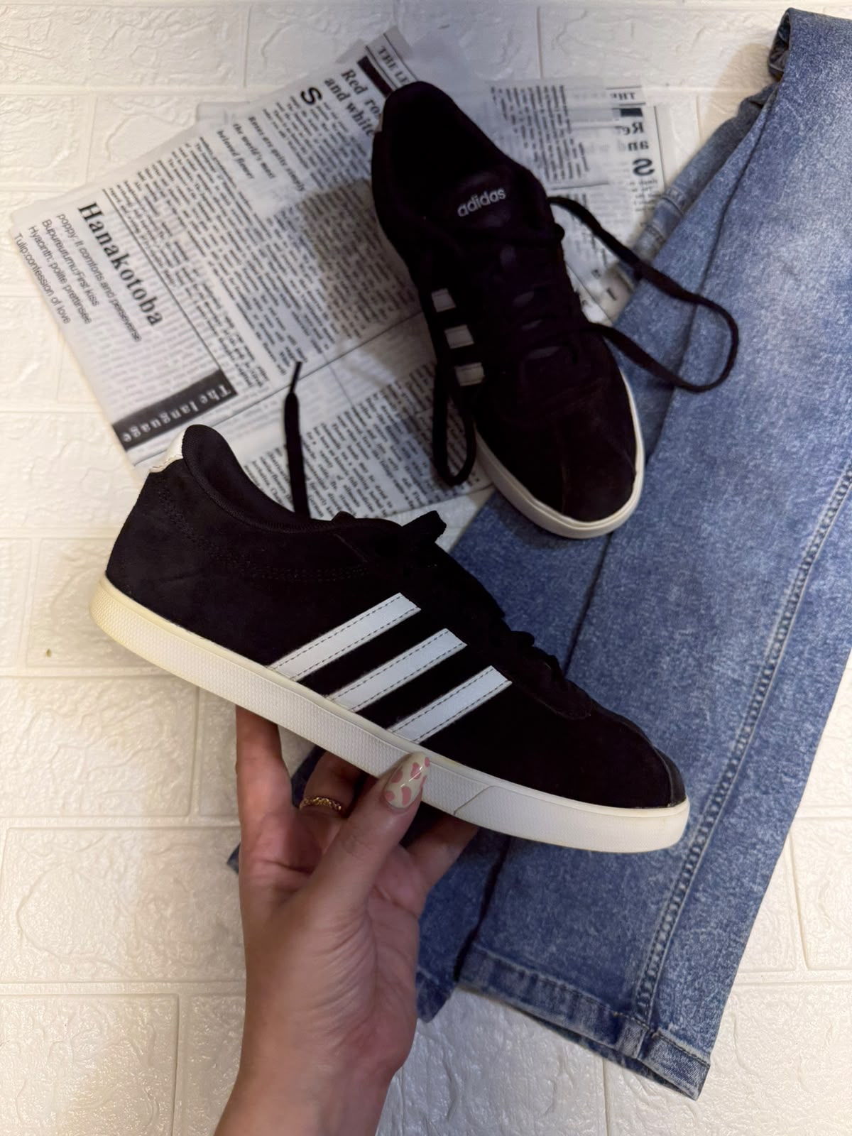 Black low rise adidas