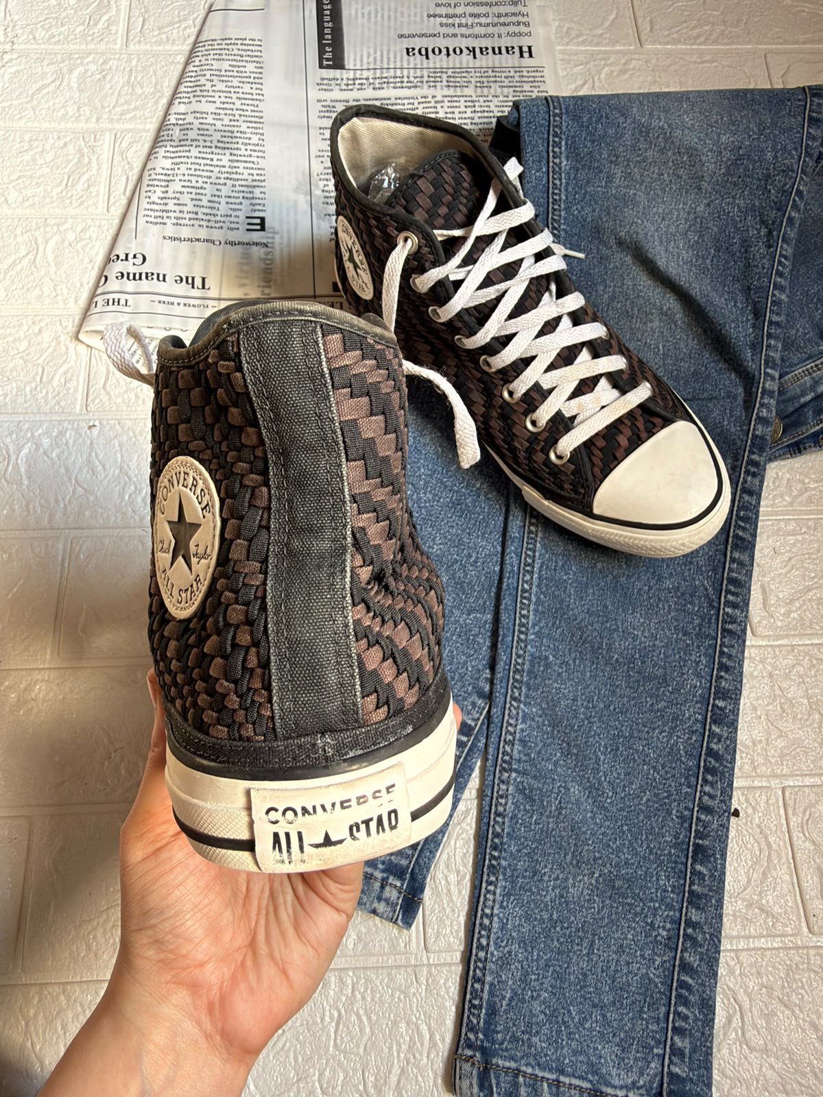 Black textured high rise converse