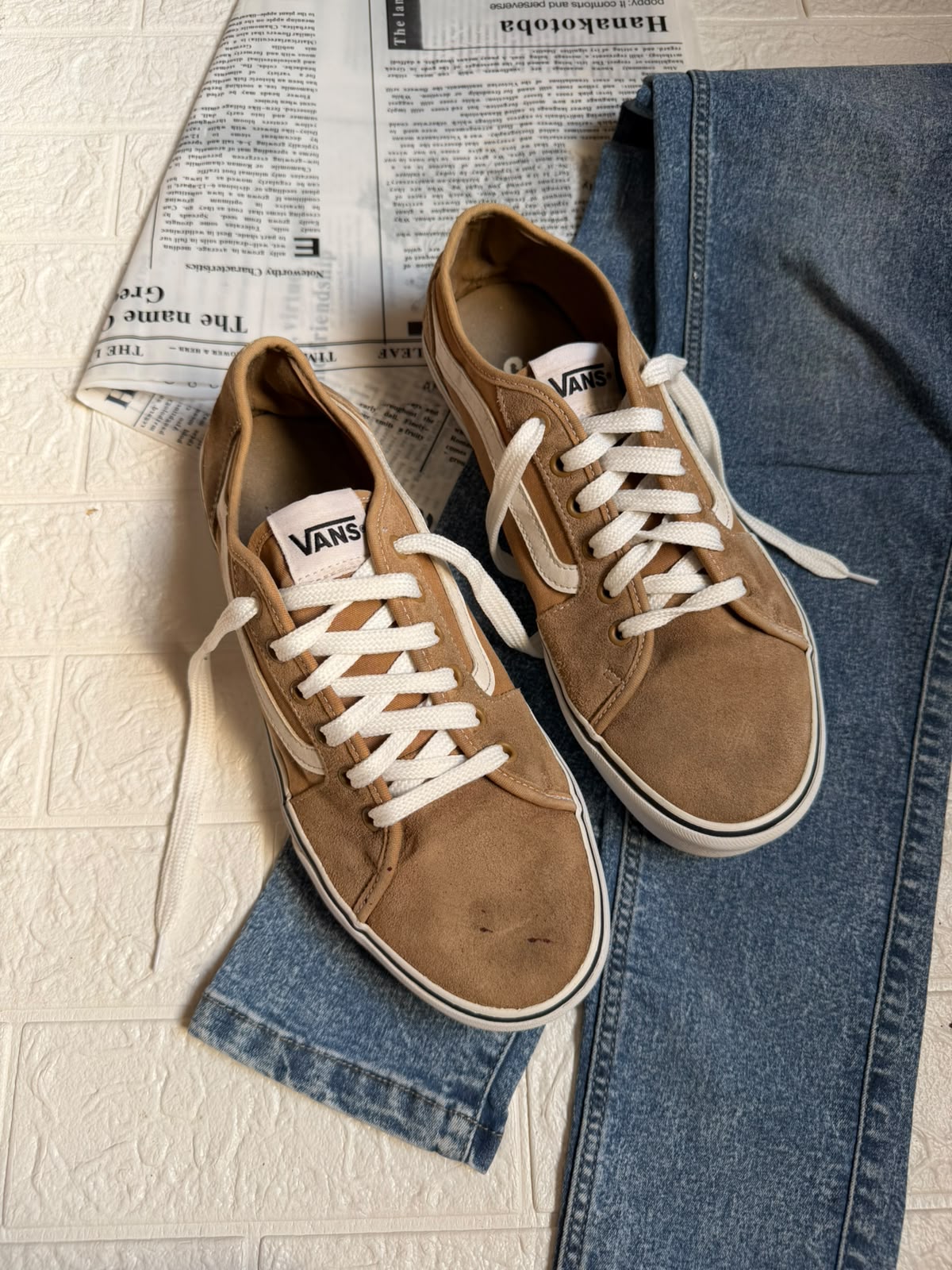 Beige n brown low rise vans