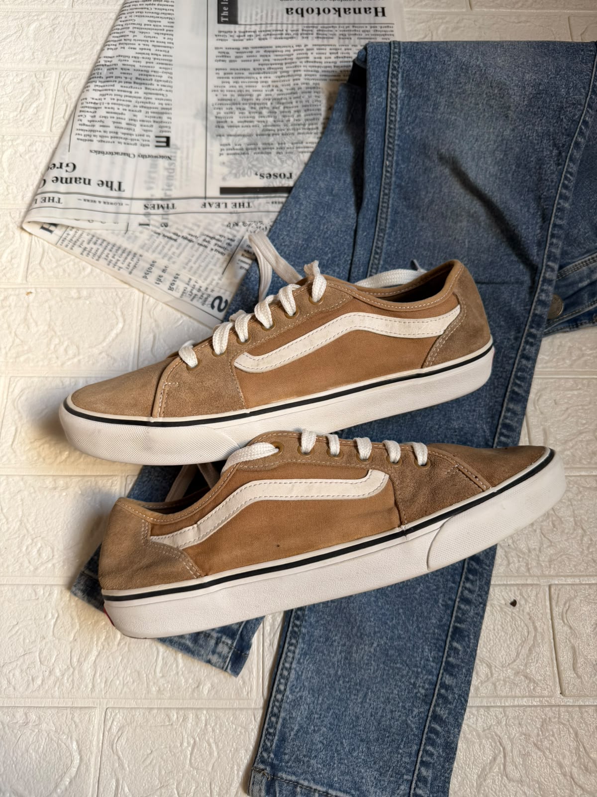 Beige n brown low rise vans