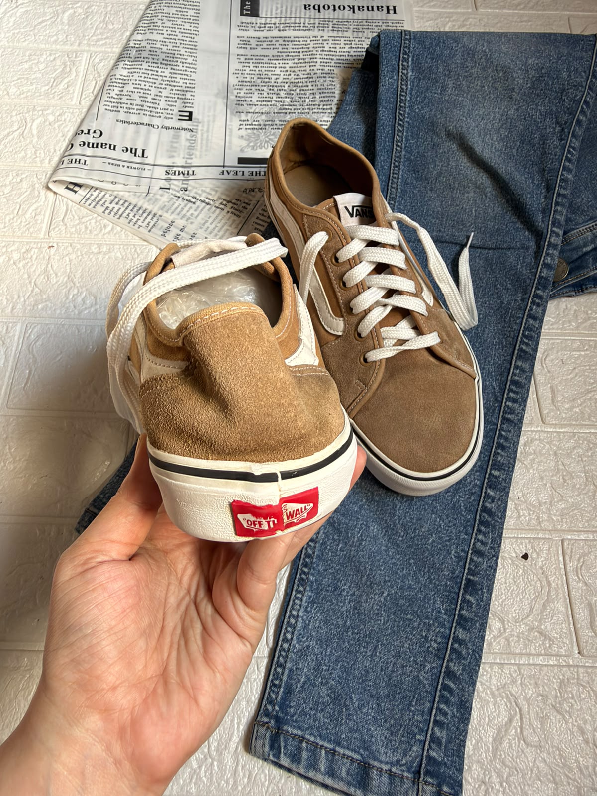 Beige n brown low rise vans