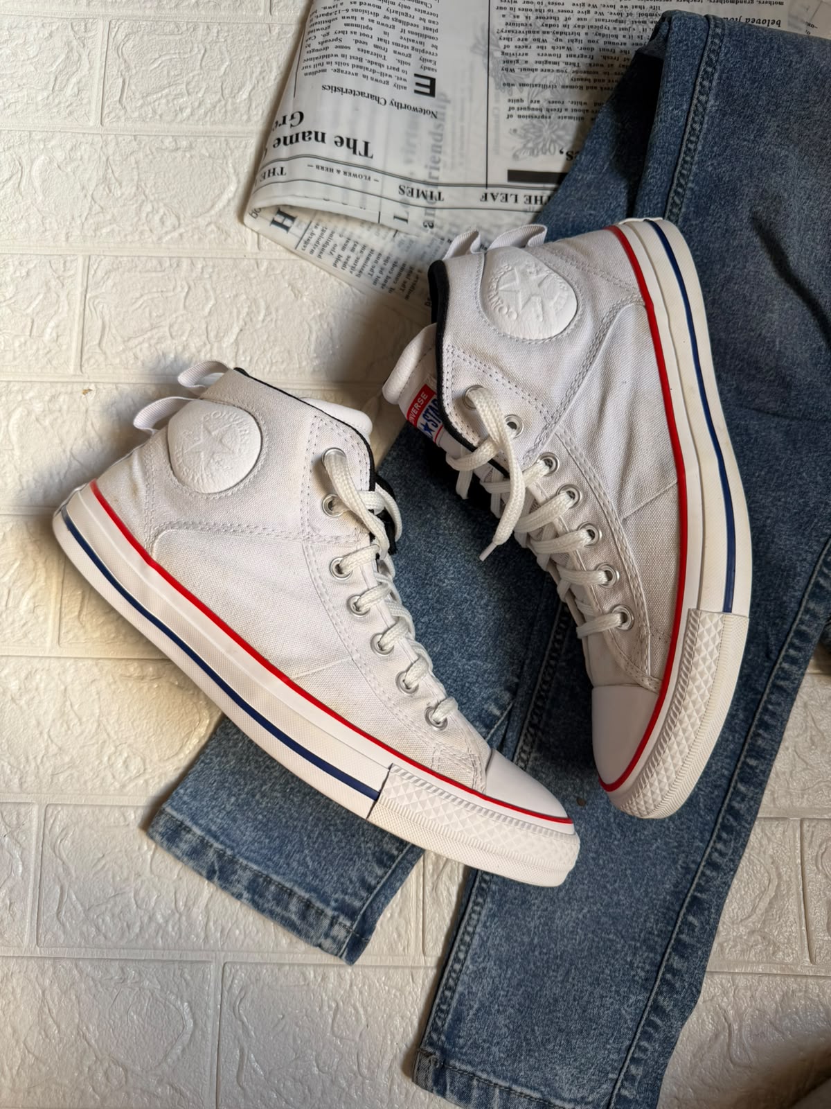 White ankle cut converse