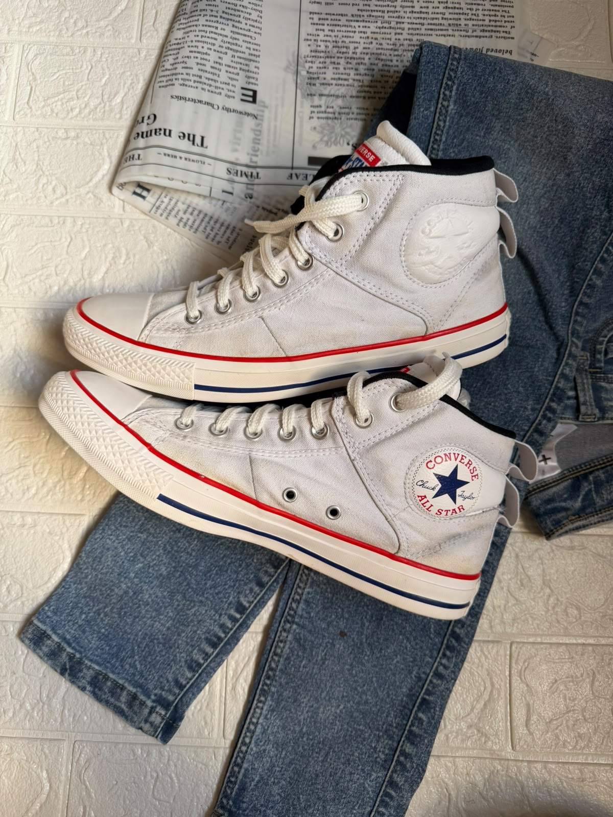 White ankle cut converse