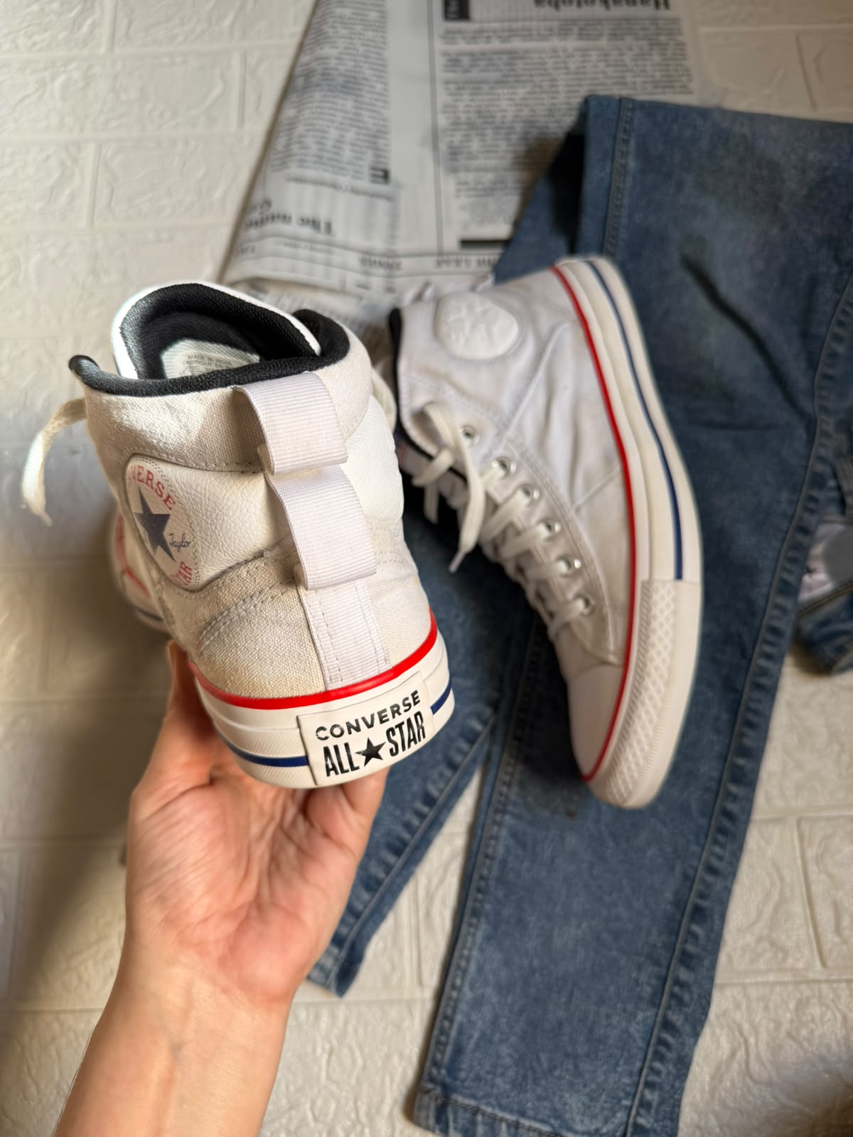 White ankle cut converse