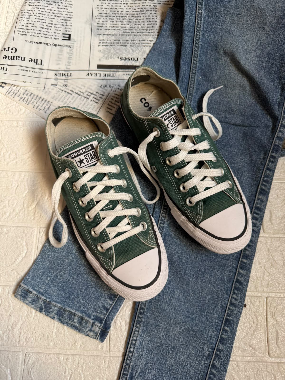 Green low rise converse