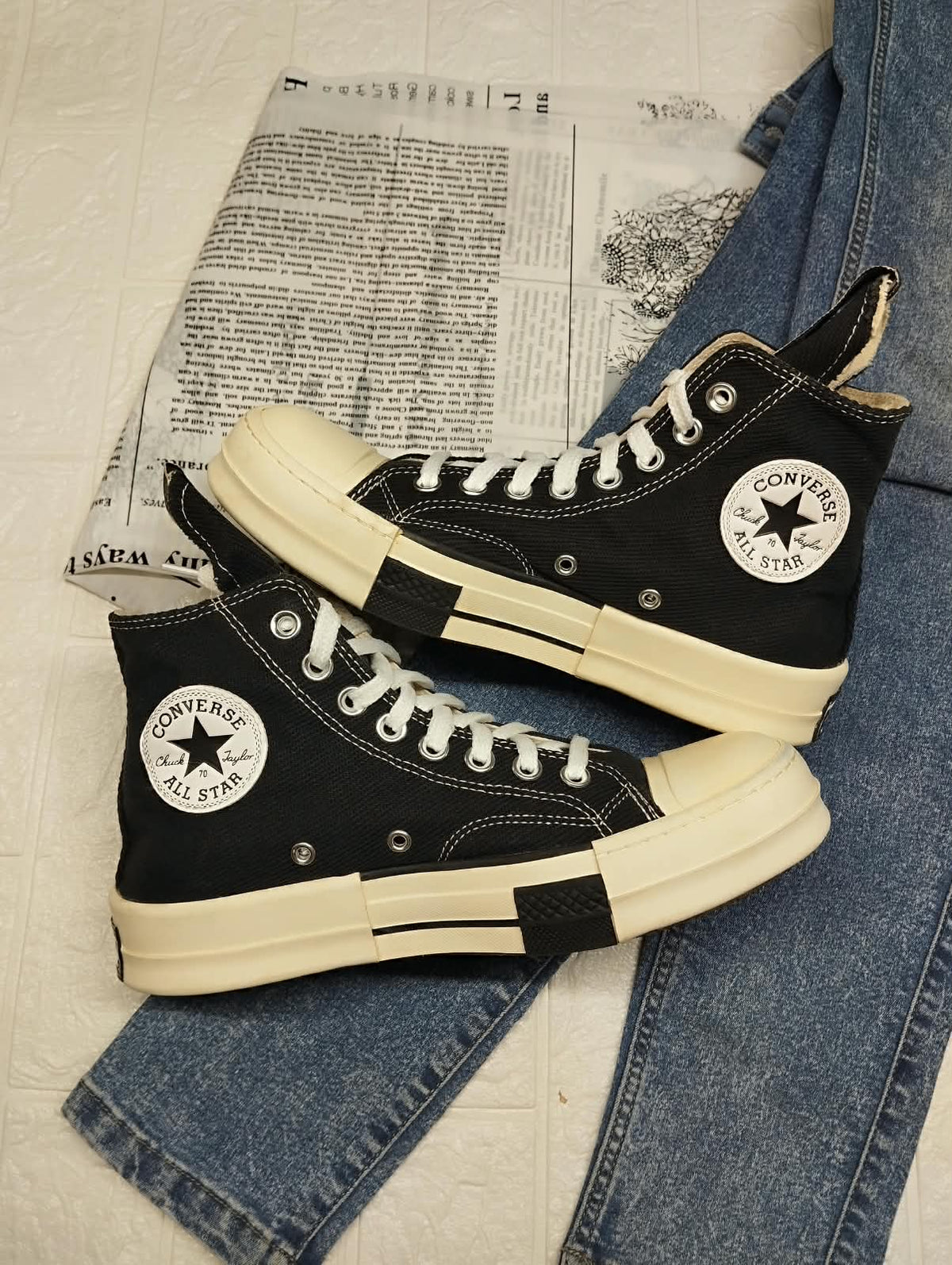 Black and white high rise converse