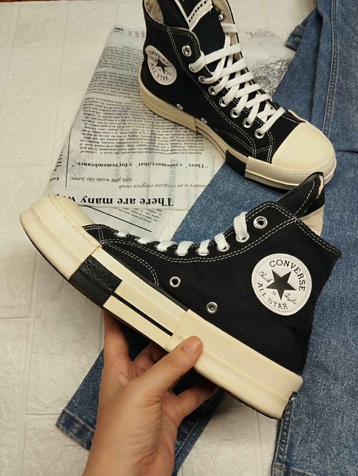 Black and white high rise converse