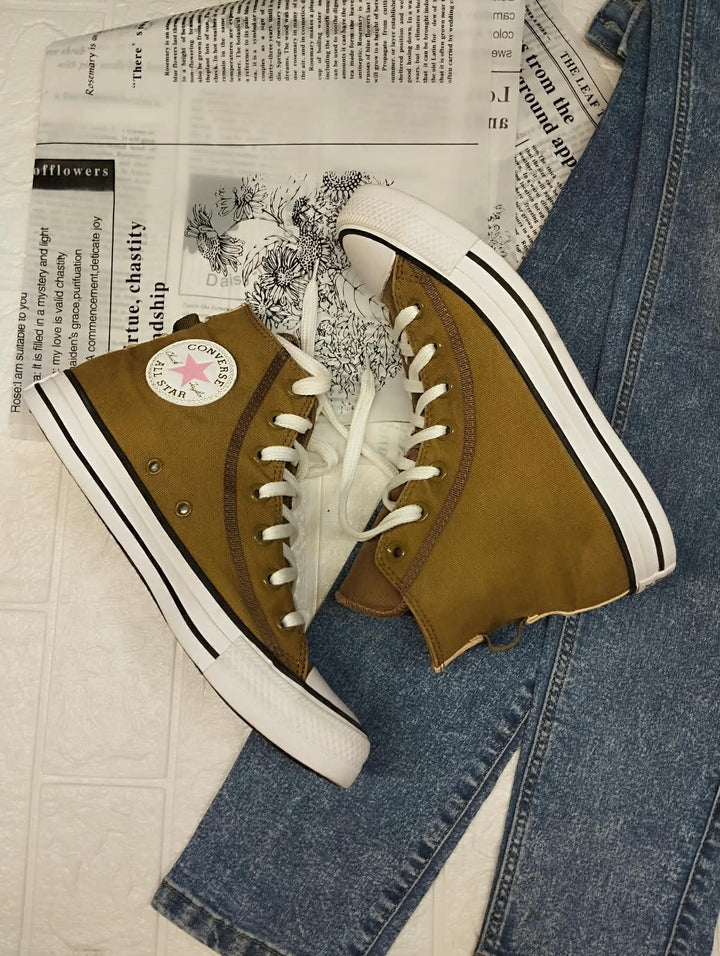 Olive green And Pink High Rise Converse