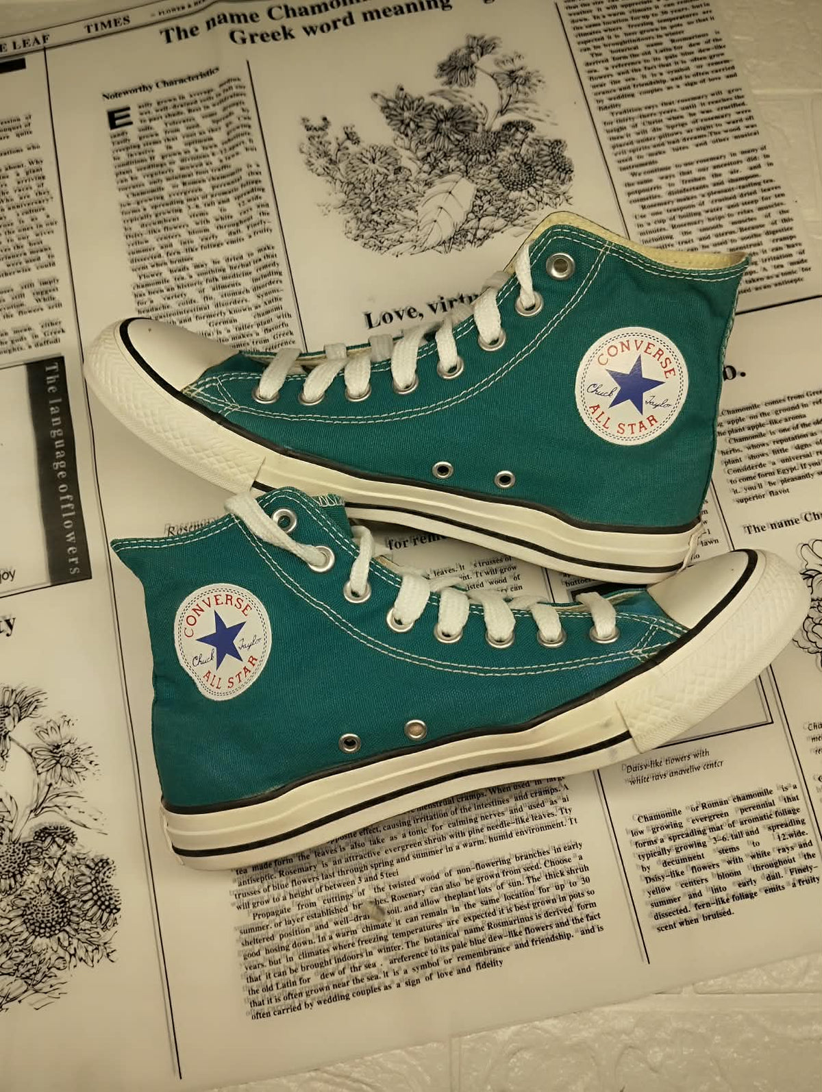 Turquoise green high rise converse