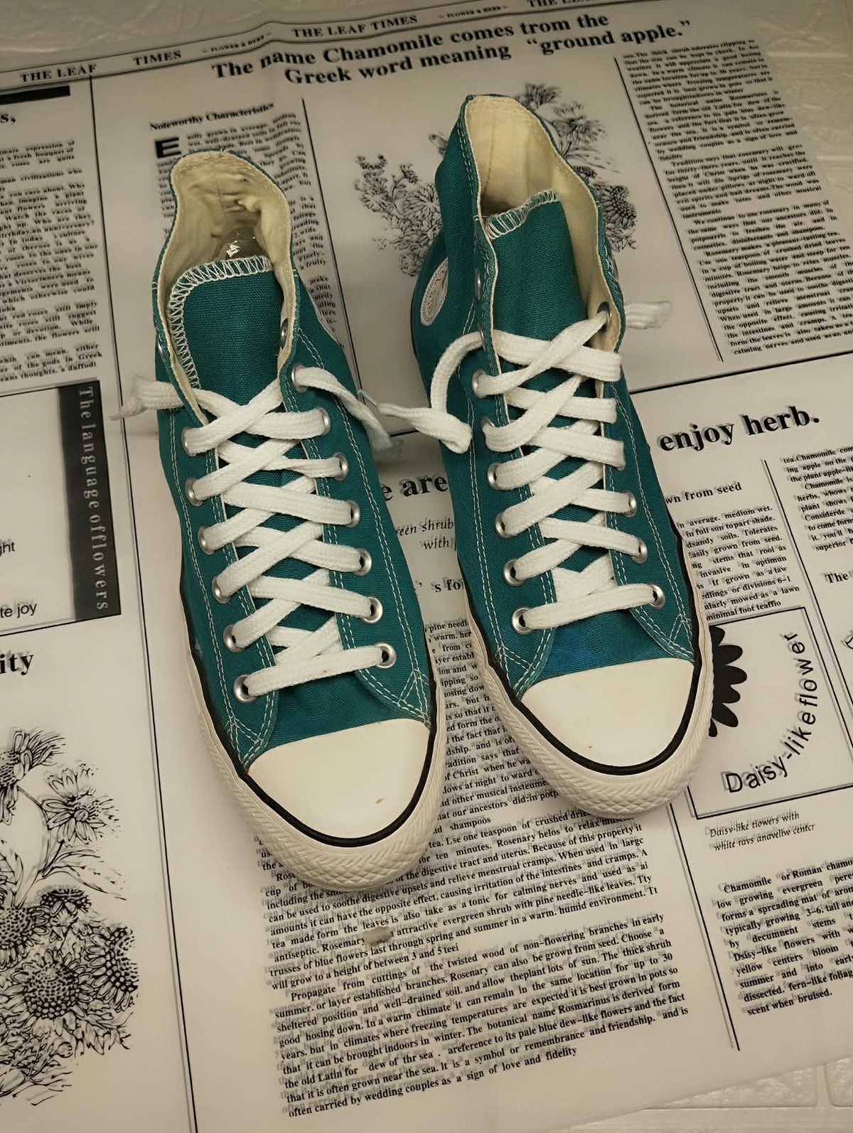 Turquoise green high rise converse